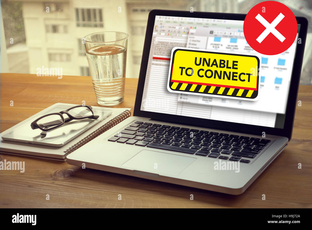 nicht verfügbar nicht verbinden Benachrichtigung zu verbinden Stockfoto