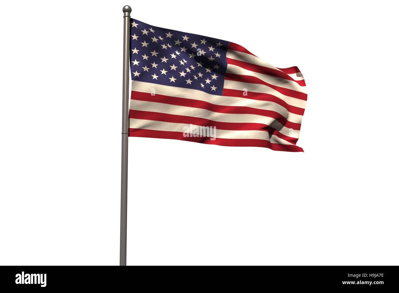 Mast mit wehende Flagge von Amerika Stockfoto