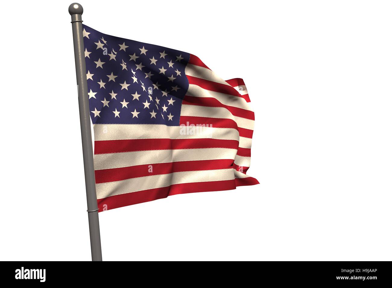 Amerikanische Flagge auf Metallstab Stockfoto
