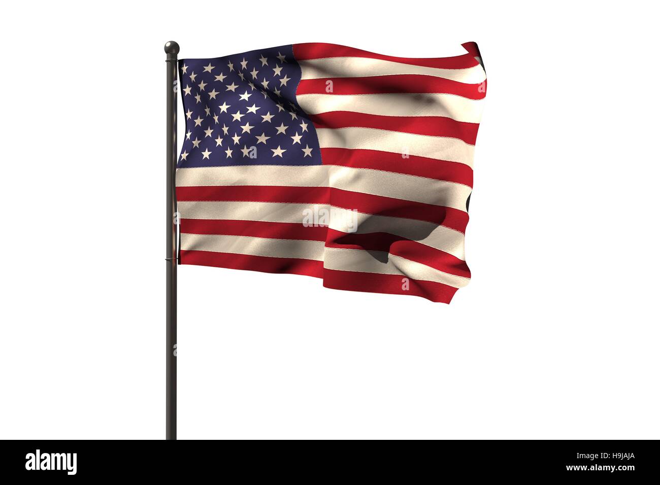 Pole mit der amerikanischen Flagge Stockfoto