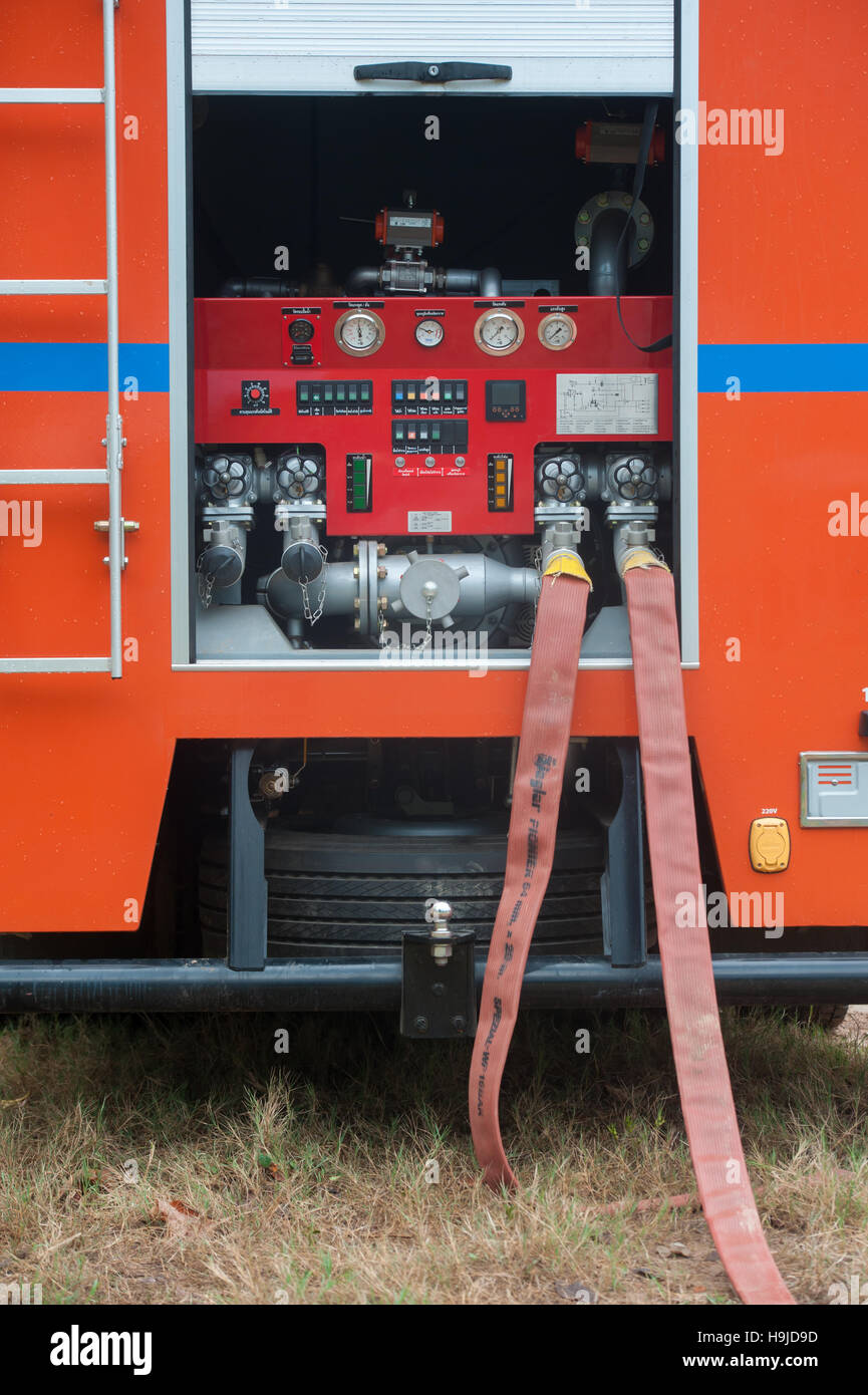 Details der Rettung und Feuerwehr LKW-Ausrüstung Stockfoto