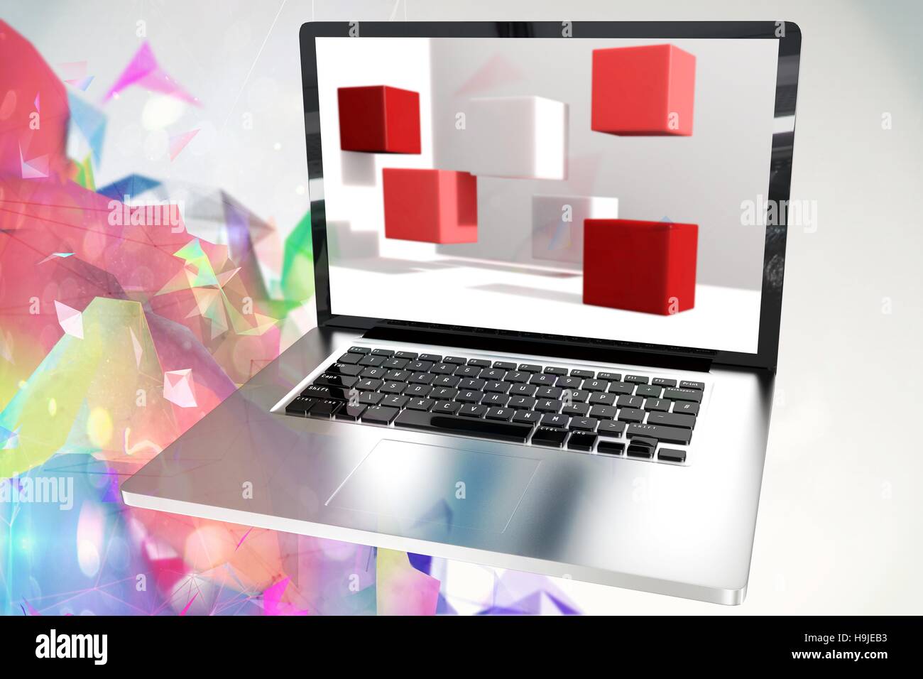 Ein Laptop mit grafischen Hintergrund Stockfoto