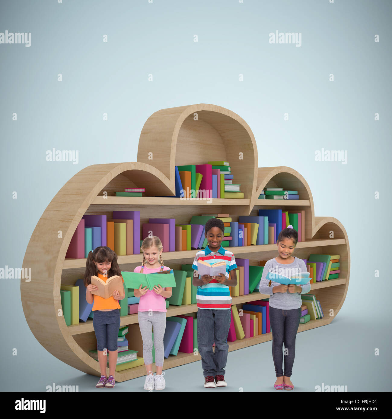 Zusammengesetztes Bild der Grundschule Schüler lesen Stockfoto