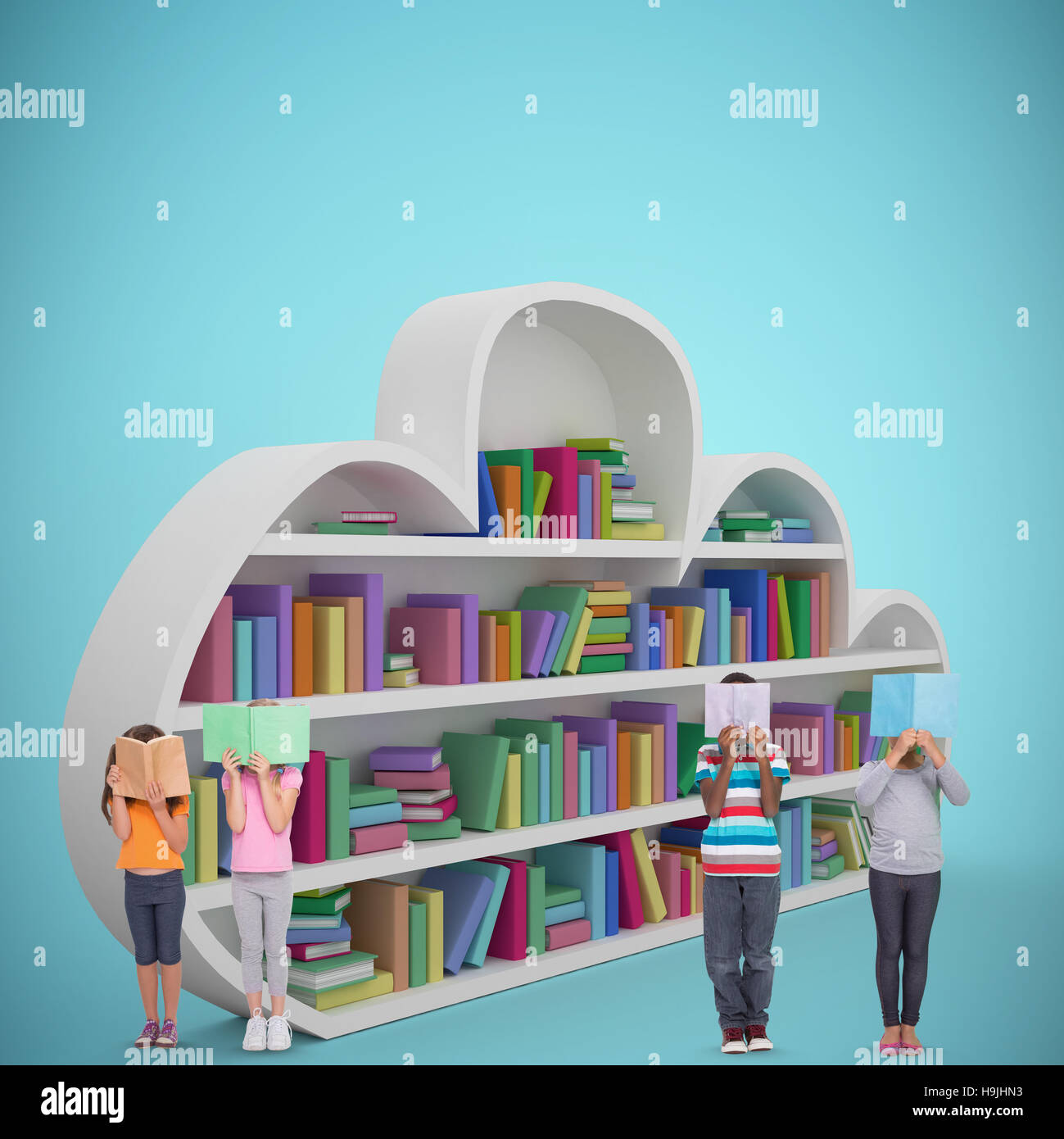 Zusammengesetztes Bild der Grundschule Schüler lesen Stockfoto