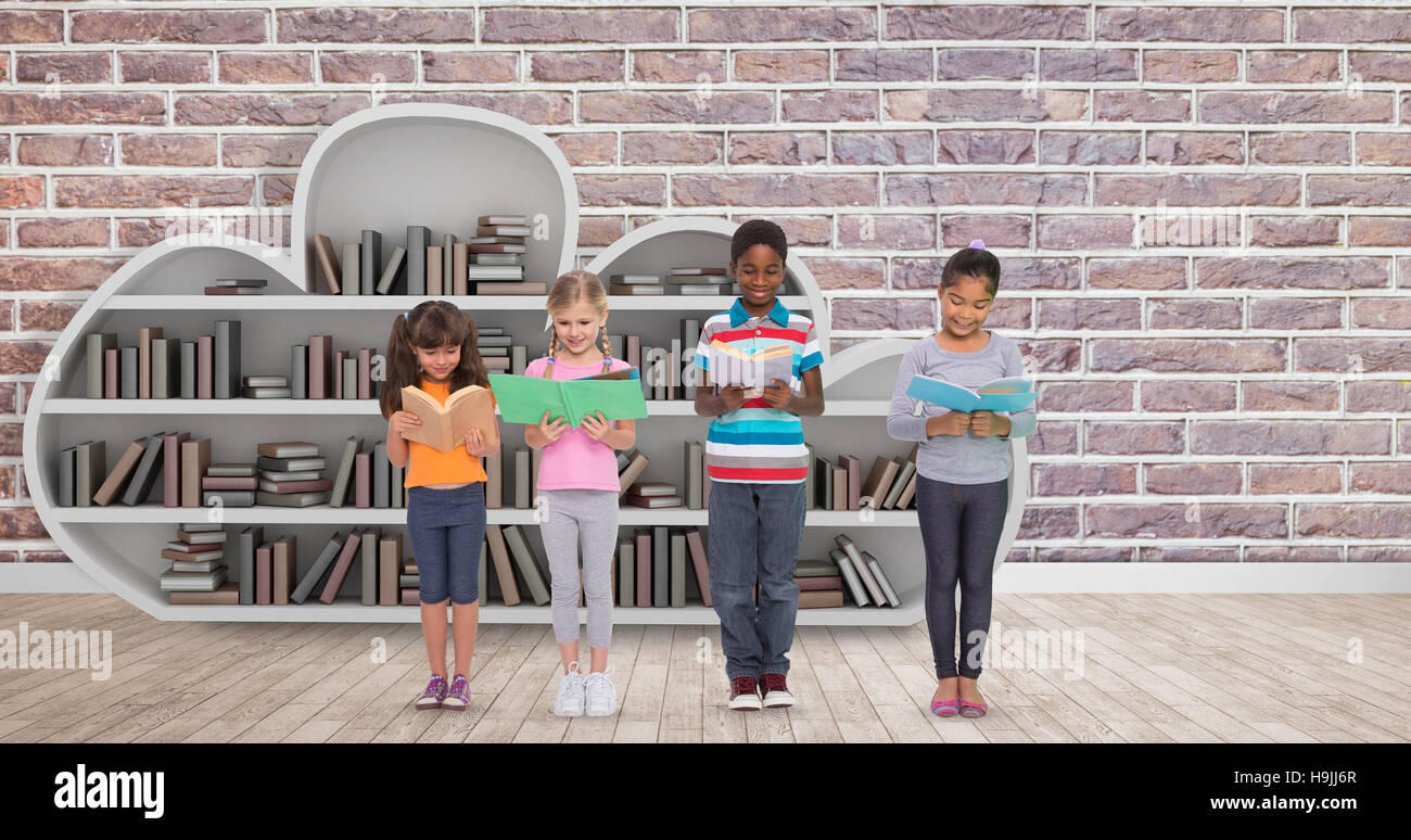 Zusammengesetztes Bild der Grundschule Schüler lesen Stockfoto