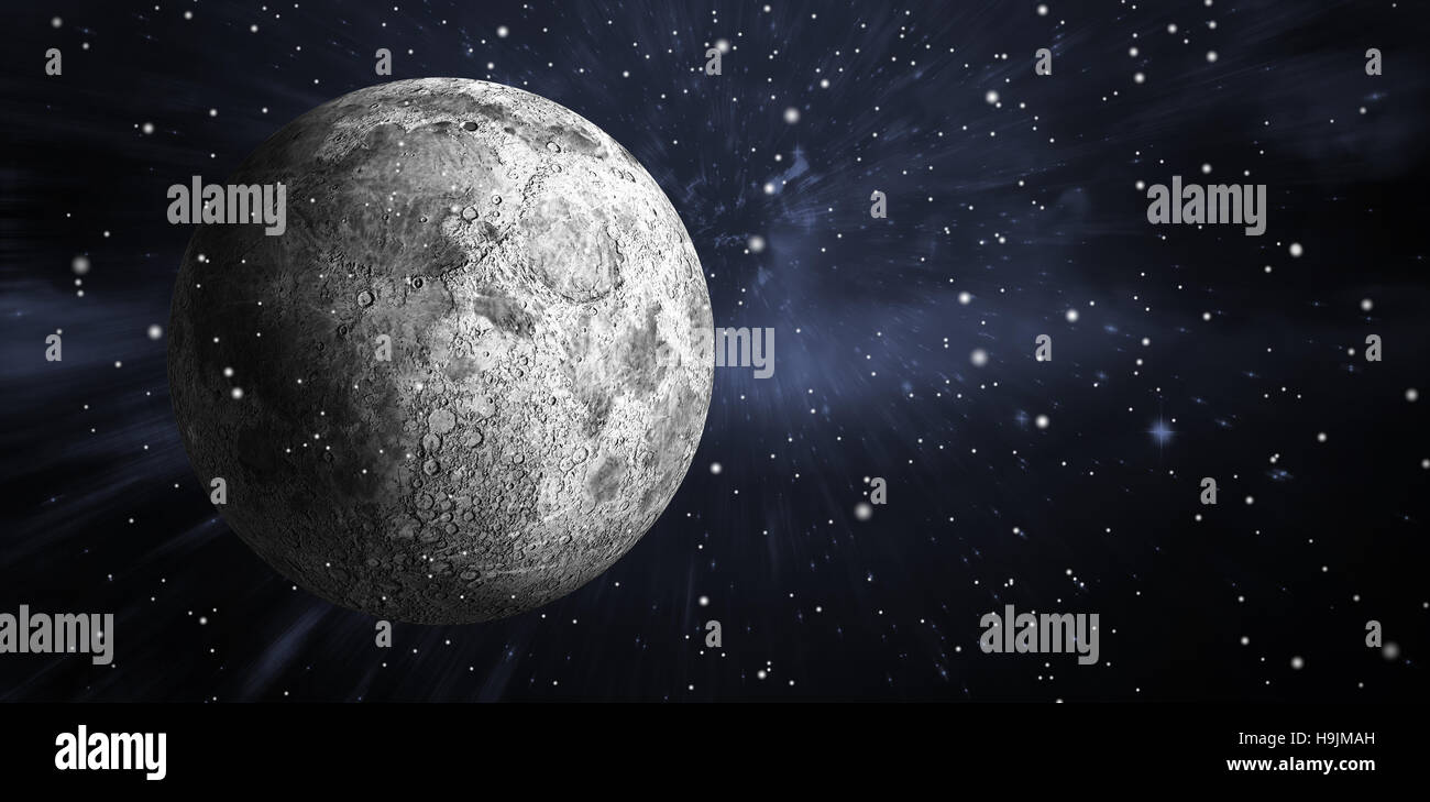 Zusammengesetztes Bild erzeugt Digital voll grauen Mond Stockfoto