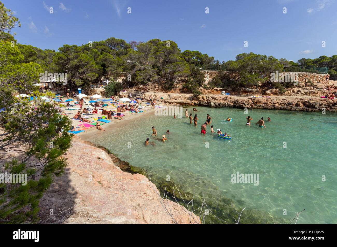 Spanien, Balearen, Ibiza, Cala Gracioneta Strand Stockfoto