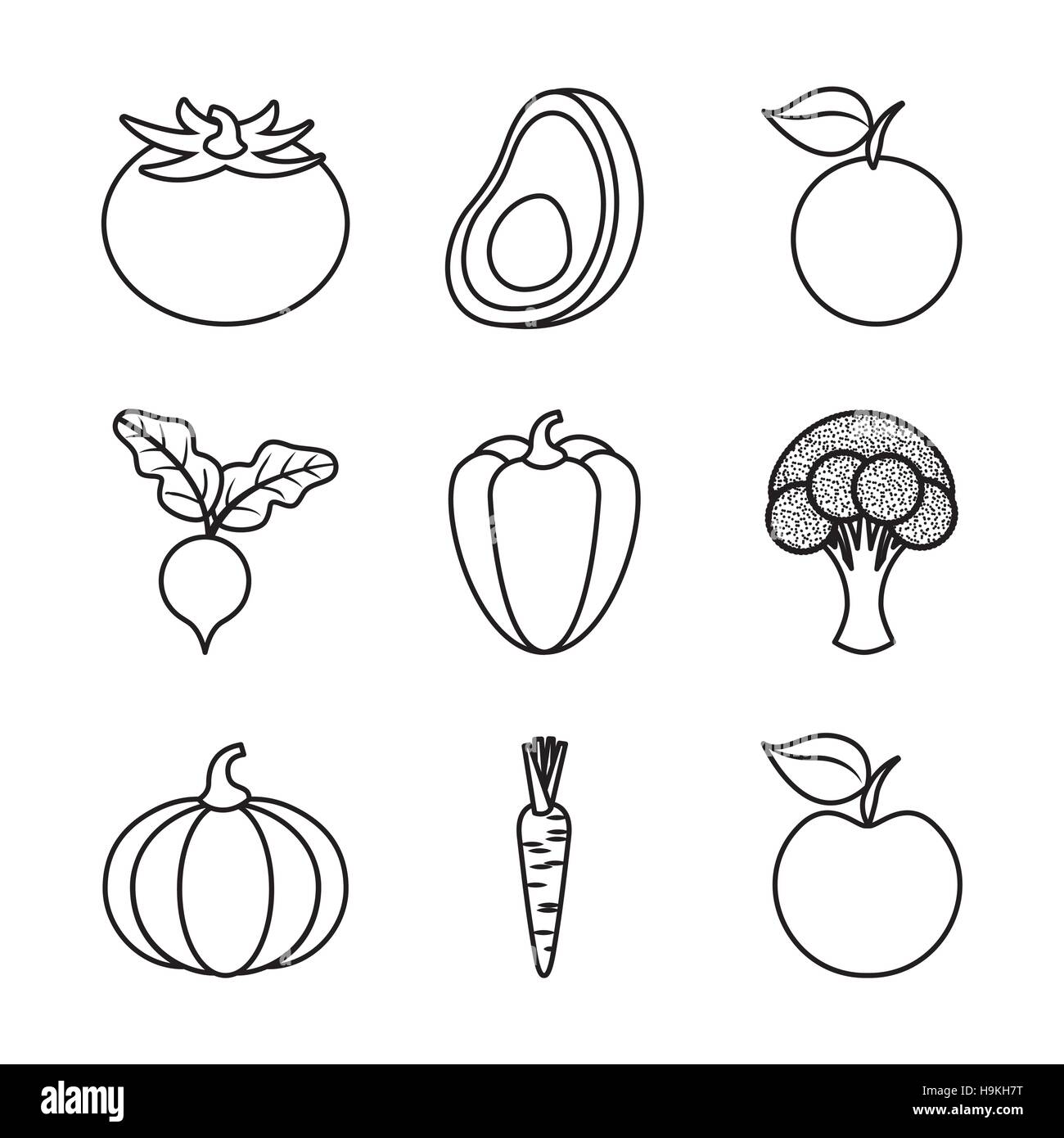 Icons set Gemüse auf weißem Hintergrund. gesunde Food-Design. Vektor-illustration Stock Vektor