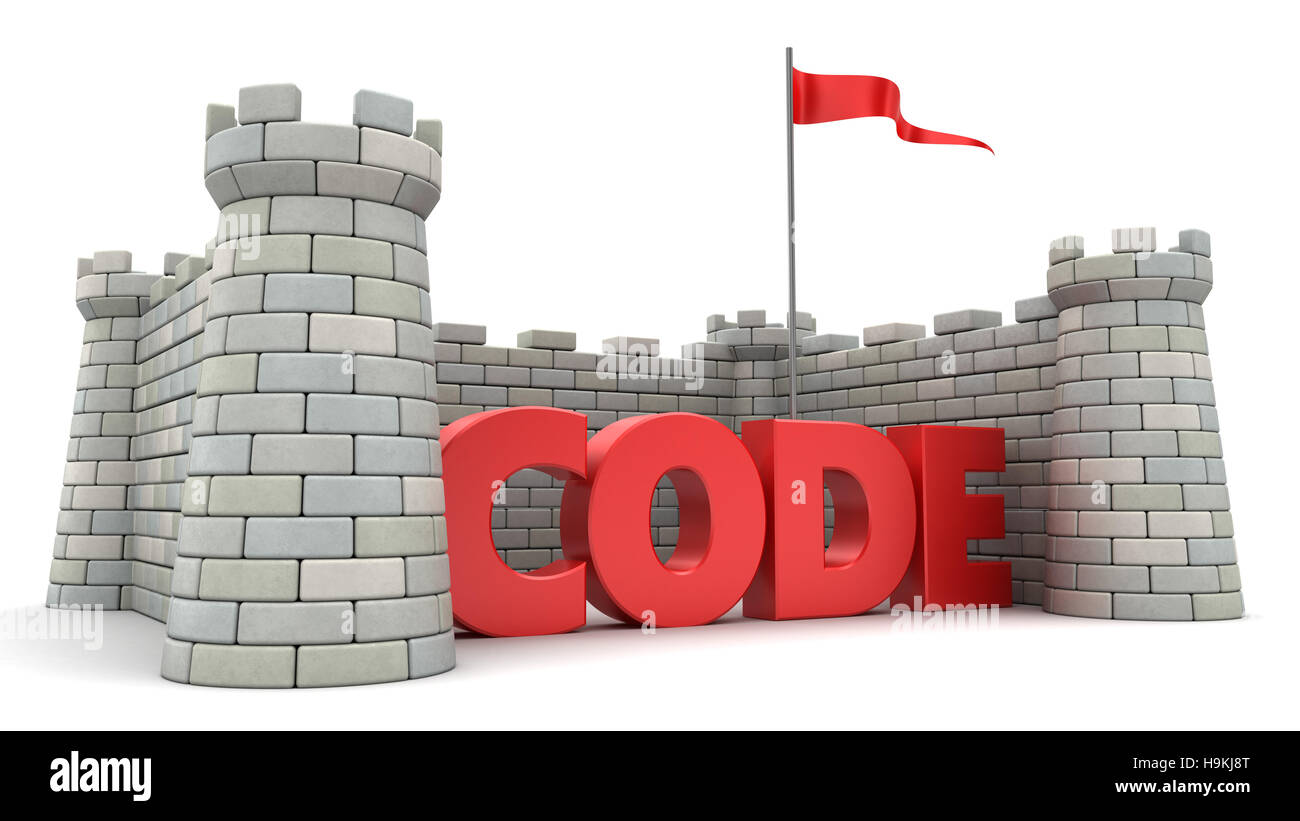 3D Abbildung des geschützten Code Konzept Stockfoto