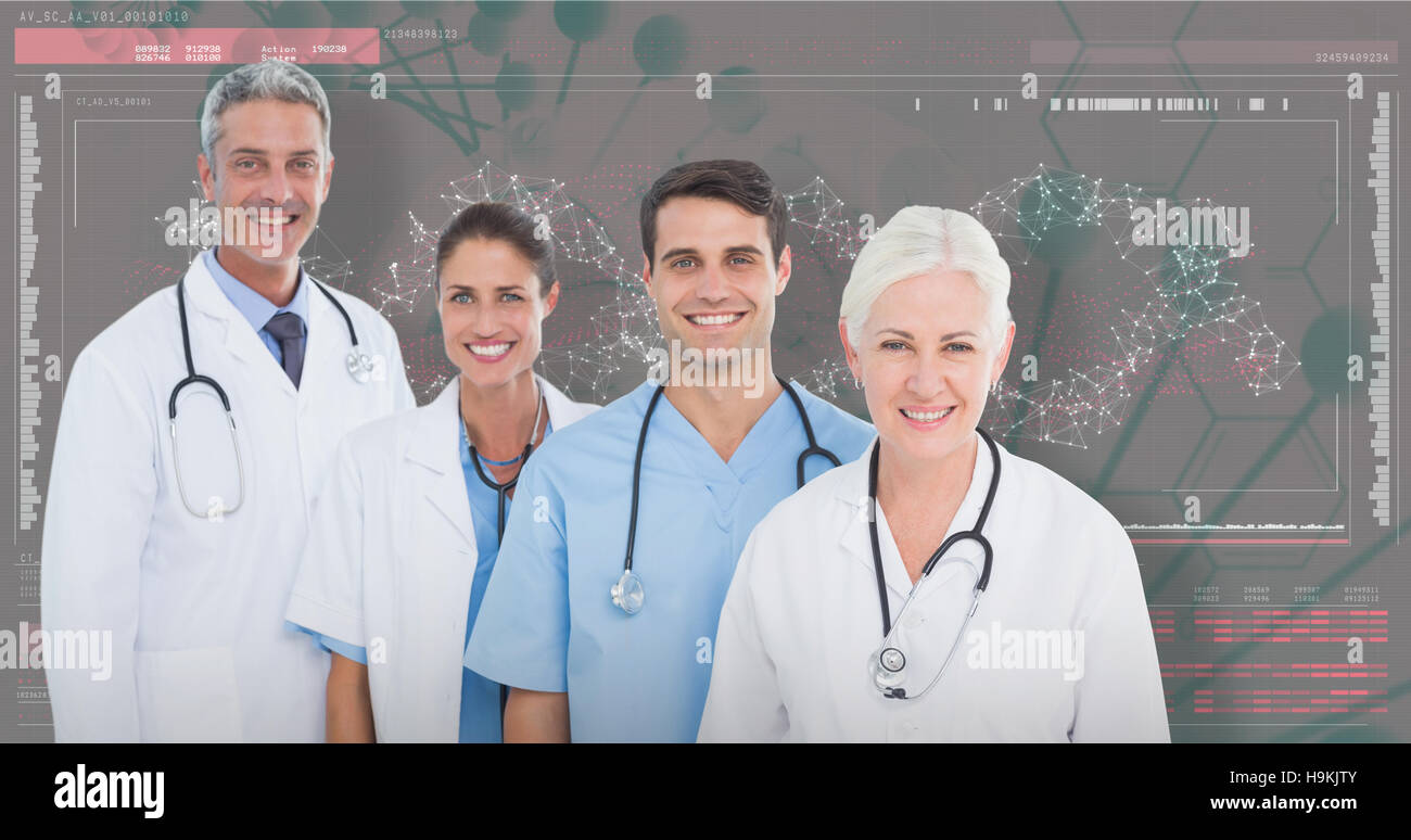 Zusammengesetztes 3D-Bild Porträt zuversichtlich Ärzteteam Stockfoto