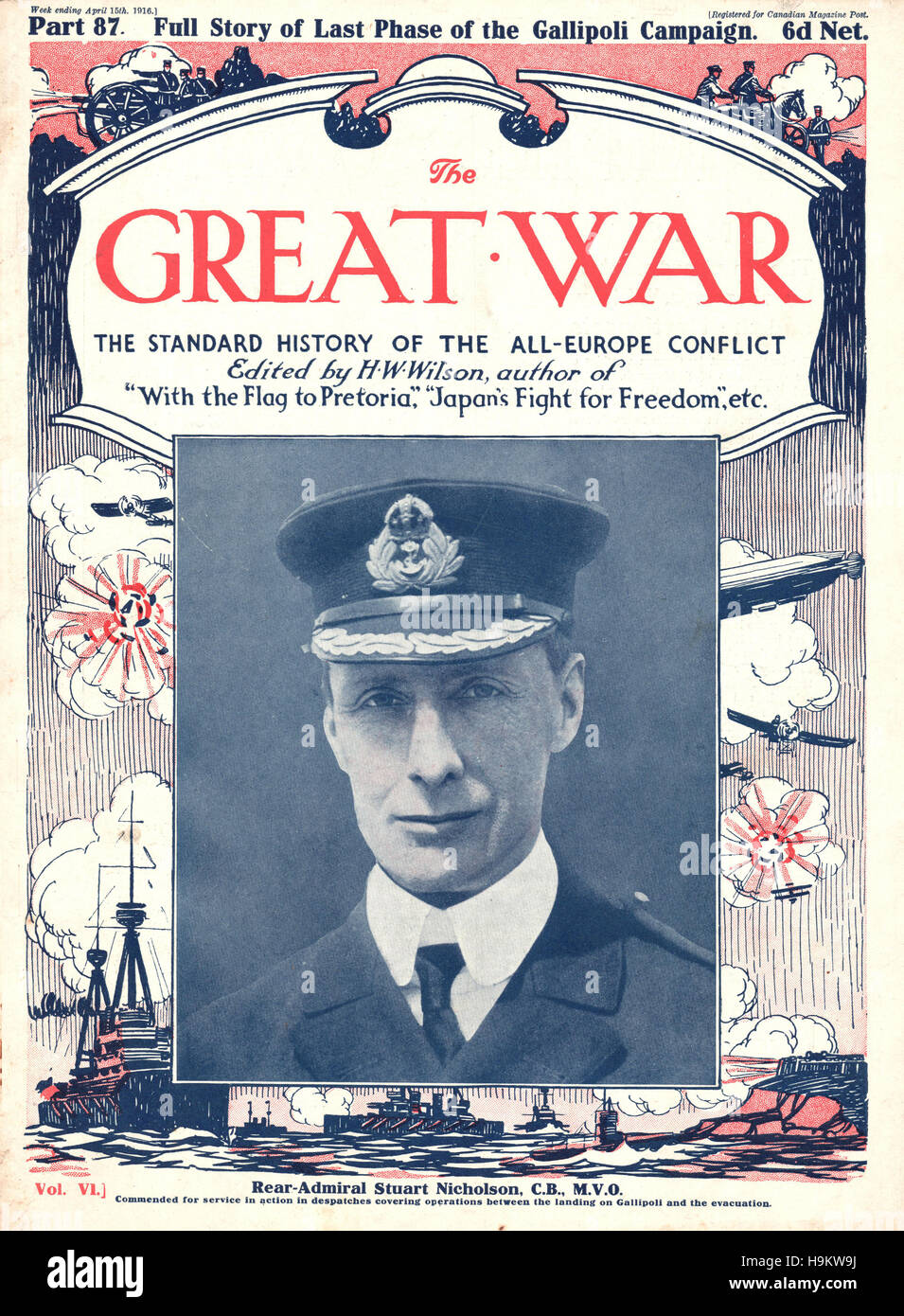1916 die ersten Weltkrieg Front Seite Rear Admiral Arthur Henry Christian Stockfoto
