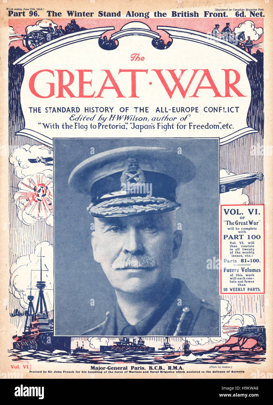 1916 die ersten Weltkrieg Front Seite Generalmajor Archibald Paris Stockfoto