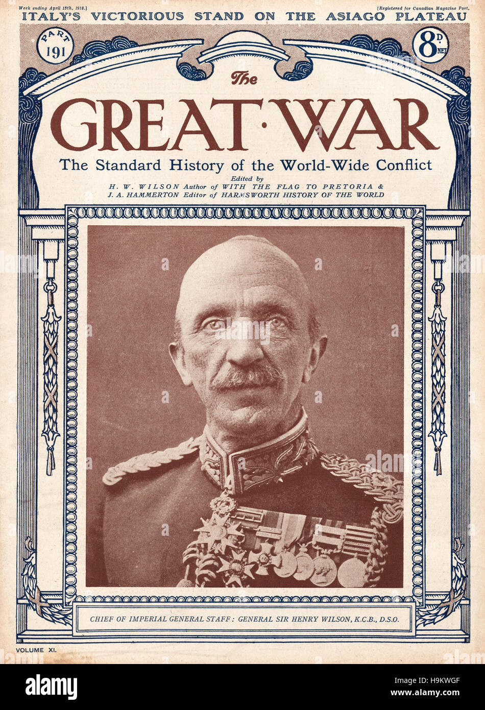 1918 den ersten Weltkrieg Titelseite General Sir Henry Wilson, Chef des imperialen Generalstabs Stockfoto