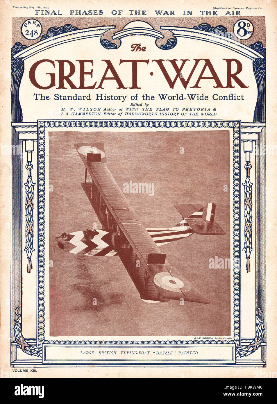 1919 die ersten Weltkrieg Titelseite Felixstowe f. 2 Flugboot in 'Blenden' Camouflage Stockfoto