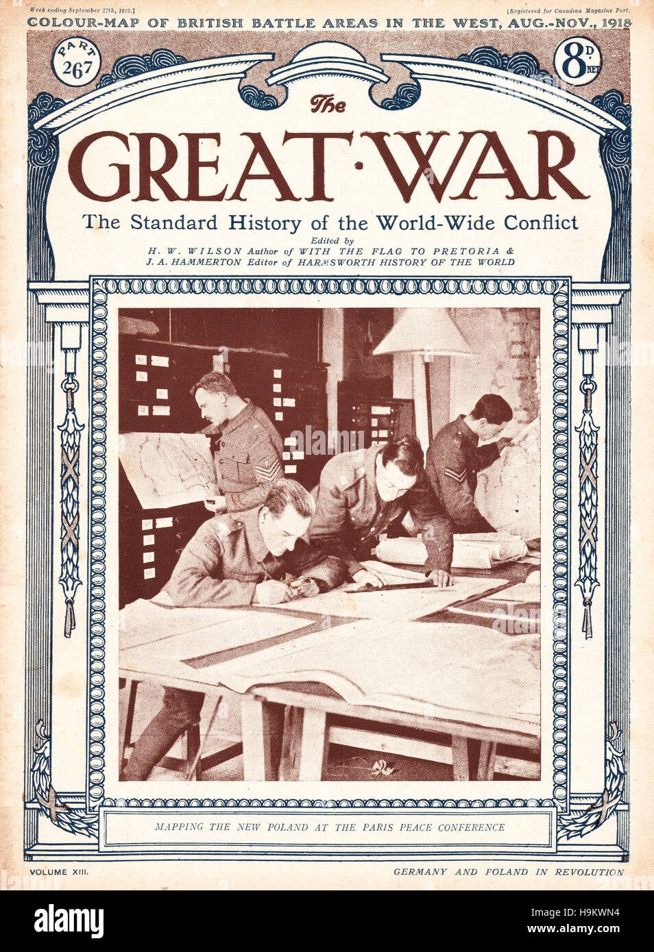 1919 die ersten Weltkrieg Titelseite Mapping-das neue Polen bei der Friedenskonferenz von Paris Stockfoto