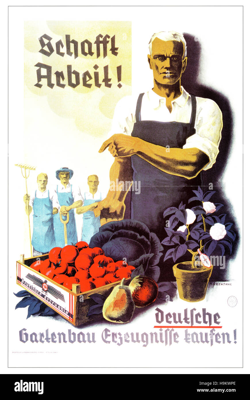 1933-Selbstversorgung mit Nazi-Propaganda-Plakat Stockfoto