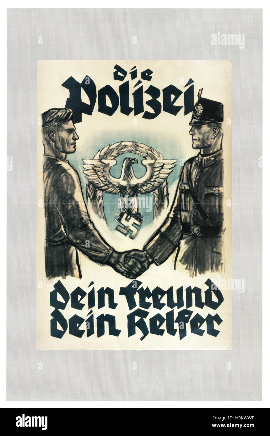 1937-deutsche Polizei-Plakat Stockfoto