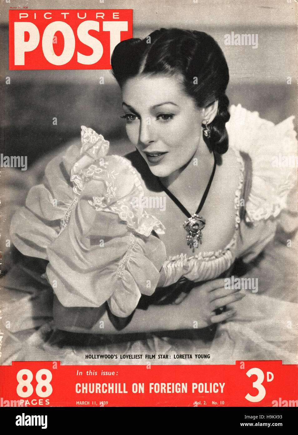 1939 Bild Post Schauspielerin Loretta Young Stockfoto