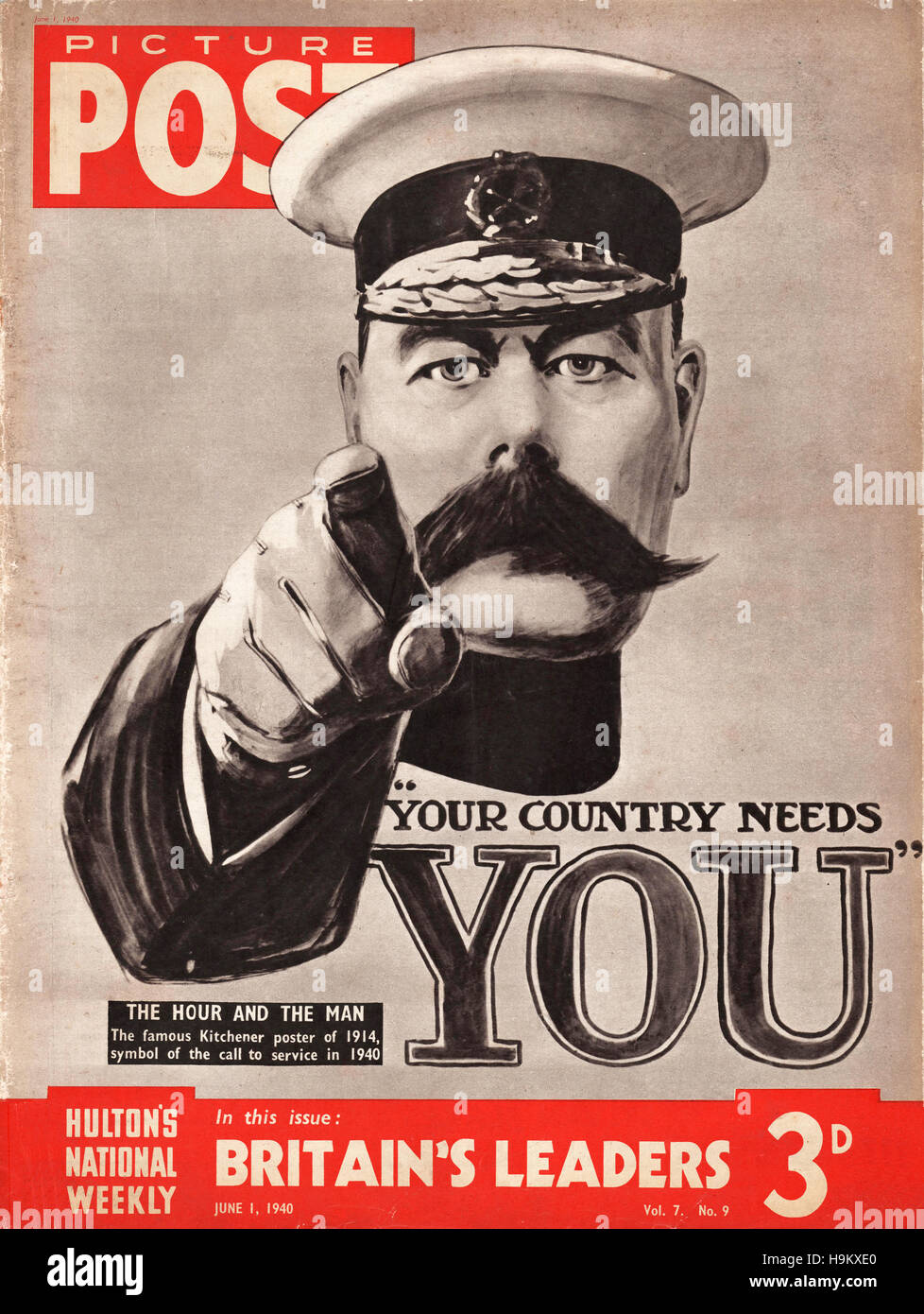 1940 Bild Post Kitchener Poster ("Ihr Land braucht Sie!") Stockfoto
