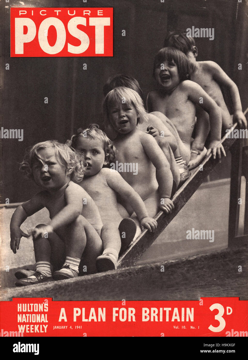 1941 Bild Post Kinder auf einer Folie Stockfoto