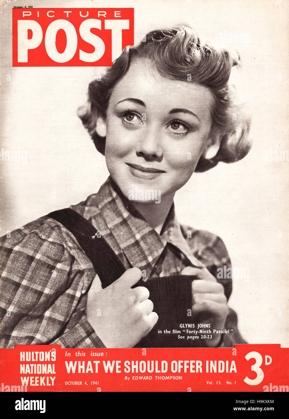 1941 Bild Post Schauspielerin Glynis Johns Stockfoto