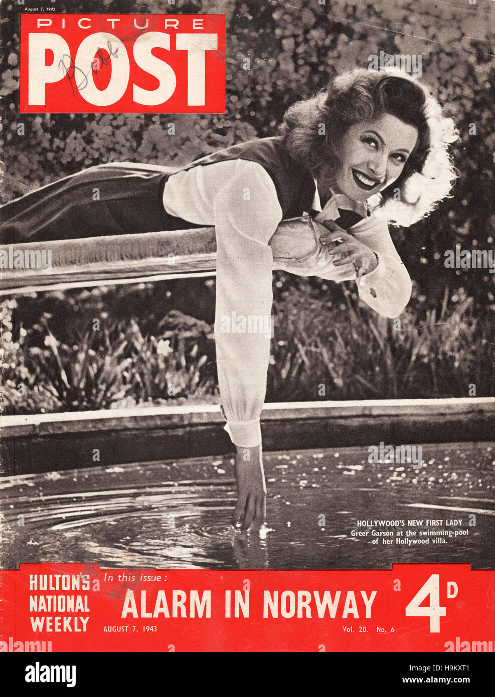 1943 Bild Post Schauspielerin Greer Garson Stockfoto