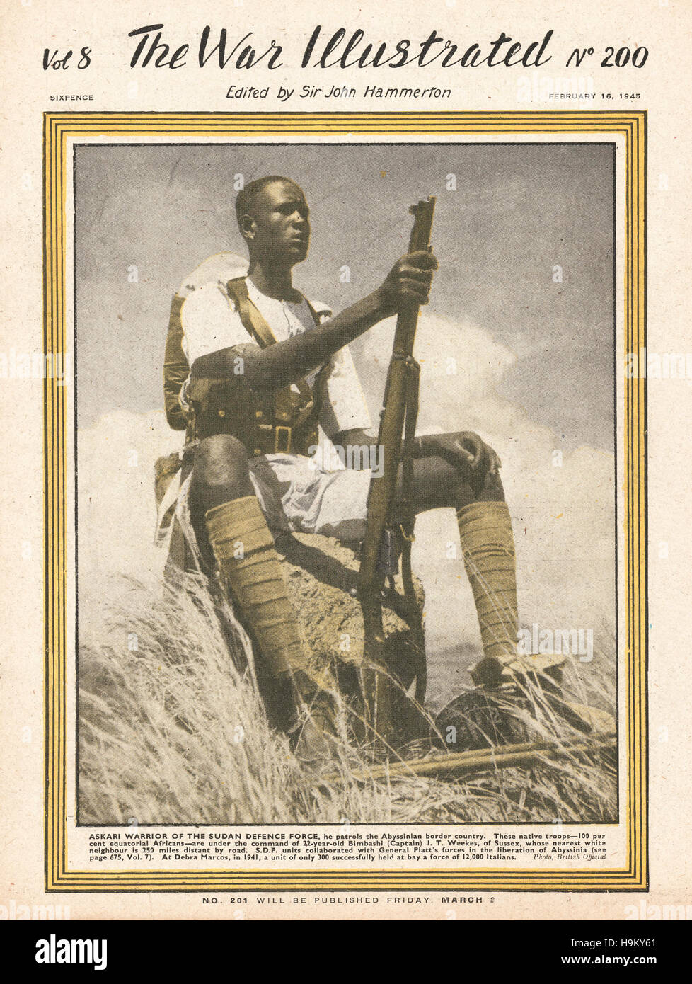 1945 Krieg illustriert Askari Krieger der Sudan Defence force Stockfoto