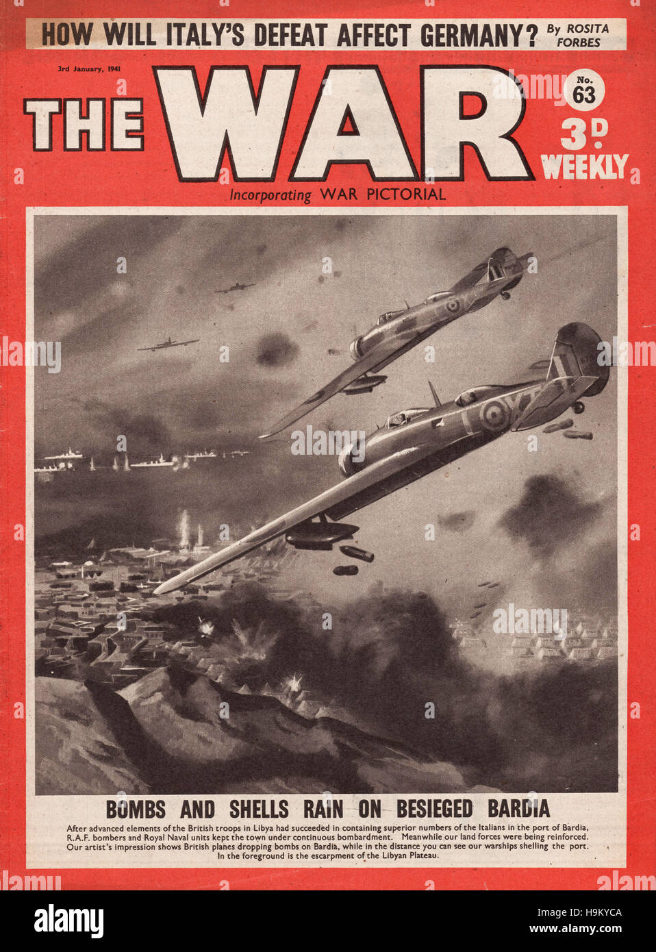 1941 der Krieg Zeitschrift RAF Flugzeuge bombardieren Bardia Stockfoto