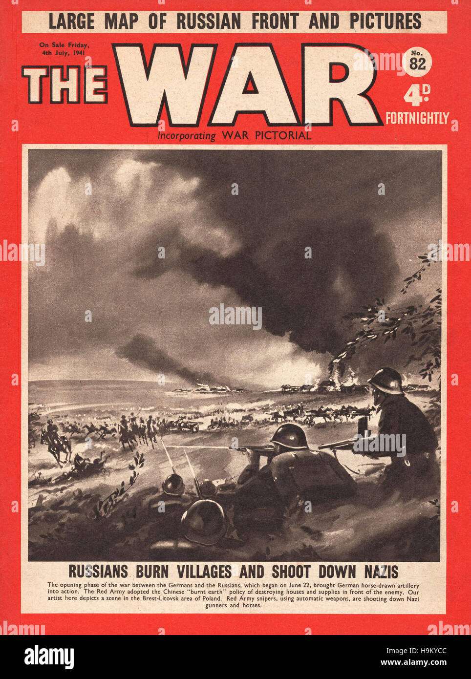 1941 der Krieg Magazin Rückzug Roten Armee übernehmen Politik der "verbrannten Erde" Stockfoto