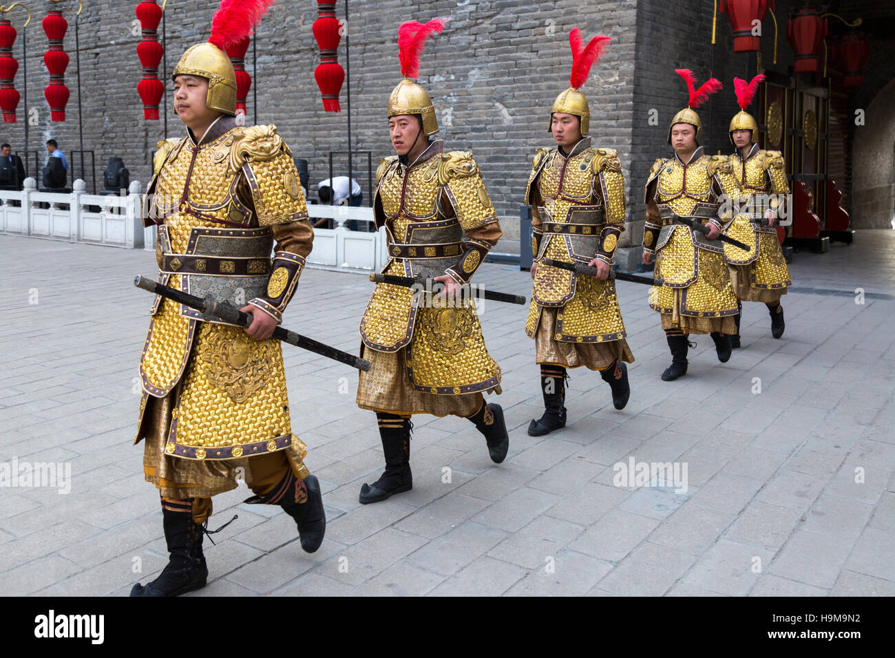 Zeremonielle Garde, Xian Stadt Wände, Shaanxi, China Stockfoto