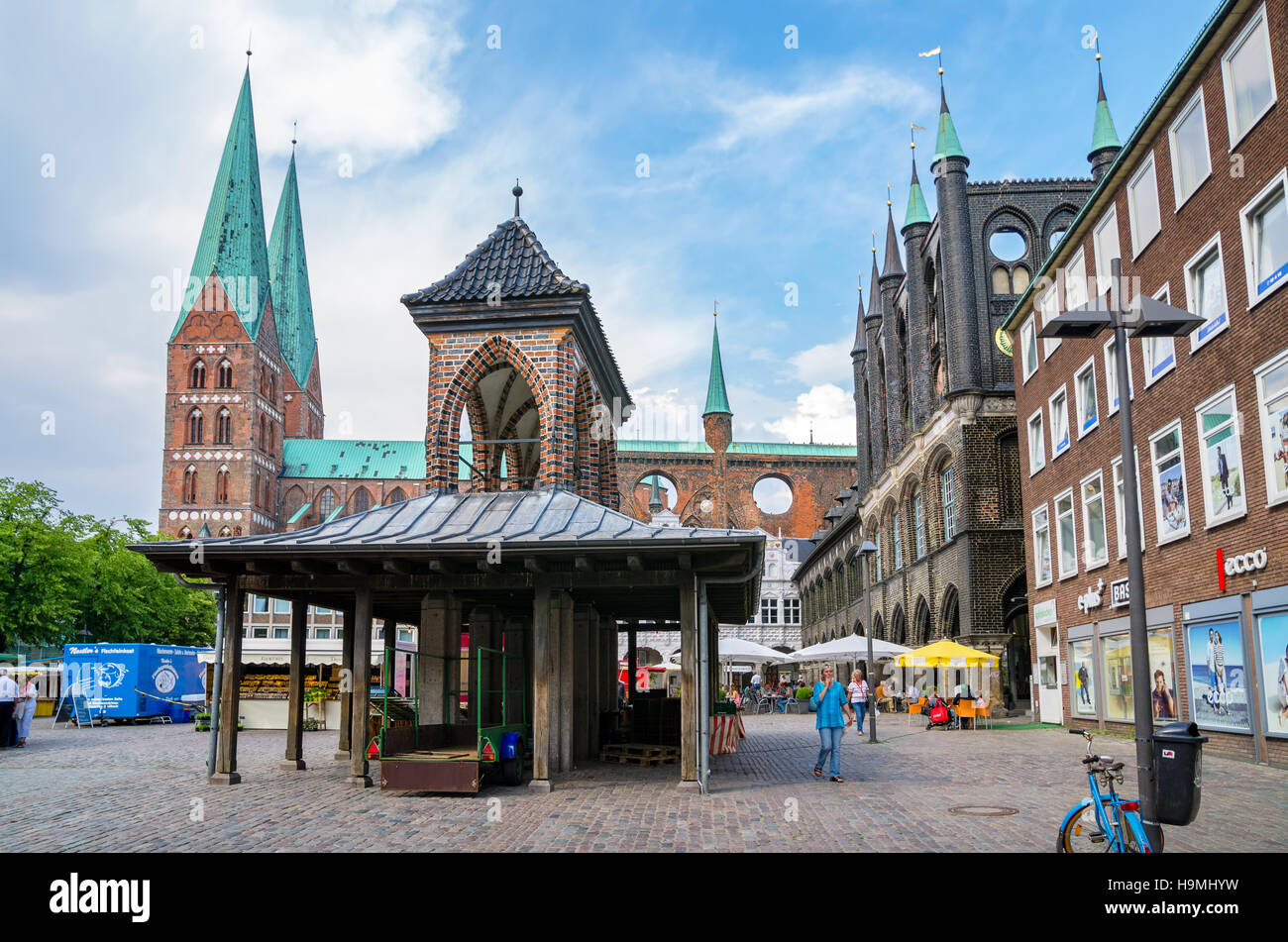 Marktplatz in Lübeck. Schleswig-Holstein, Deutschland Stockfoto