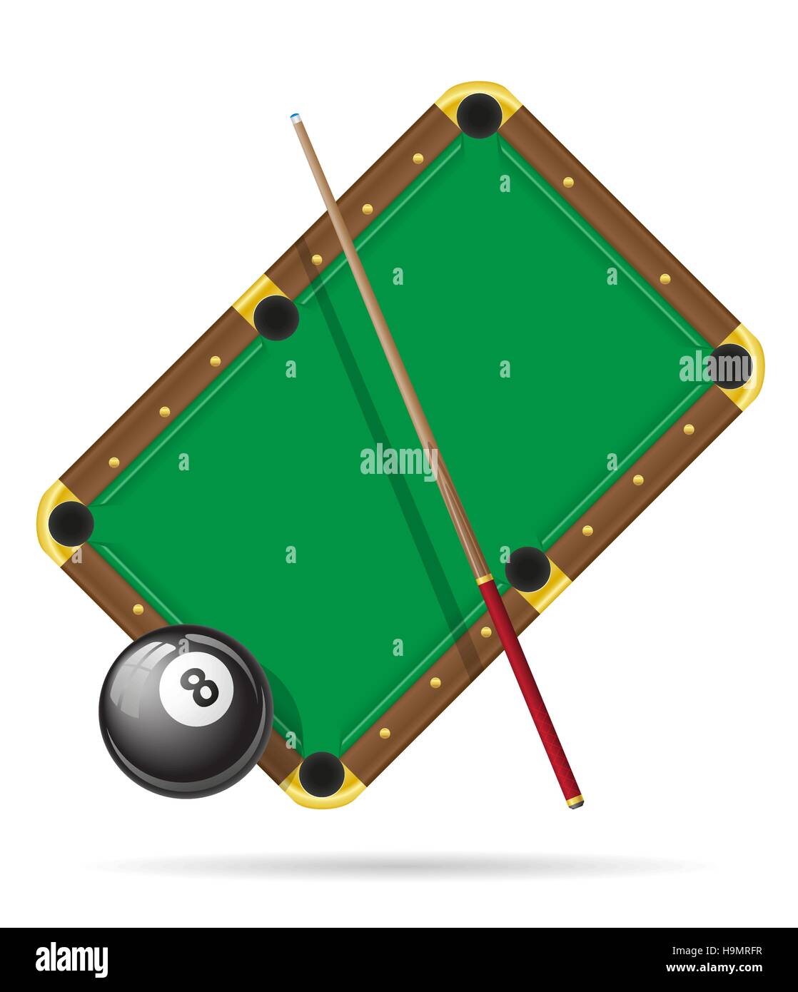 Billard-Billardtisch-Vektor-Illustration isoliert auf weißem Hintergrund Stock Vektor