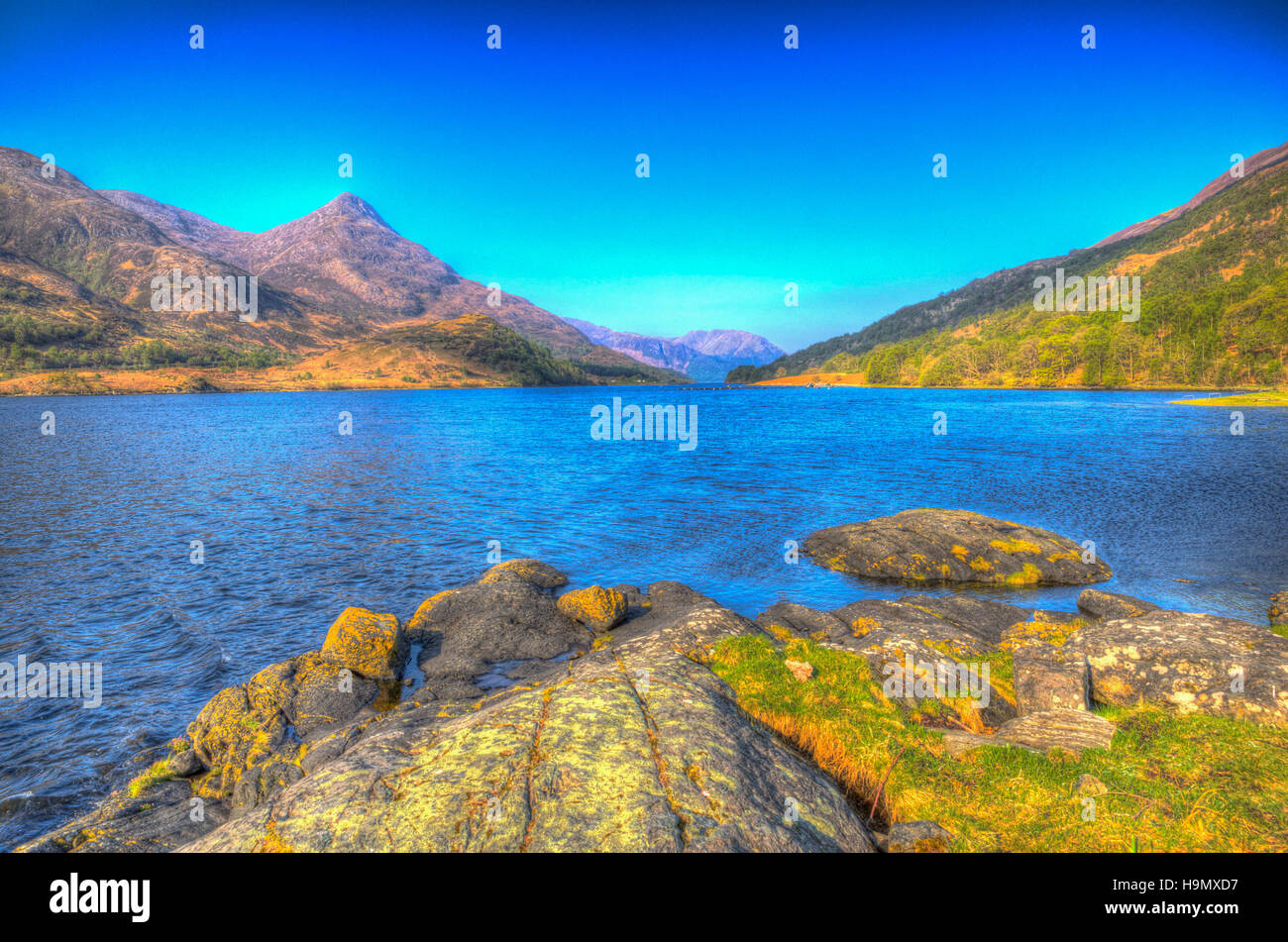 Loch Leven schottischen See Schottland Schottisches Hochland leuchtend bunte HDR Stockfoto