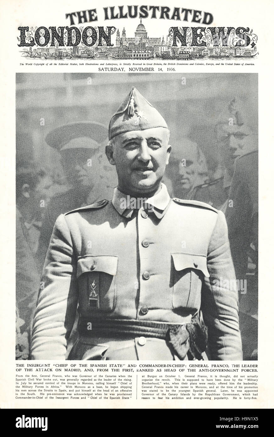 1936 illustrated London News Front page London News General Francisco Franco Stockfoto