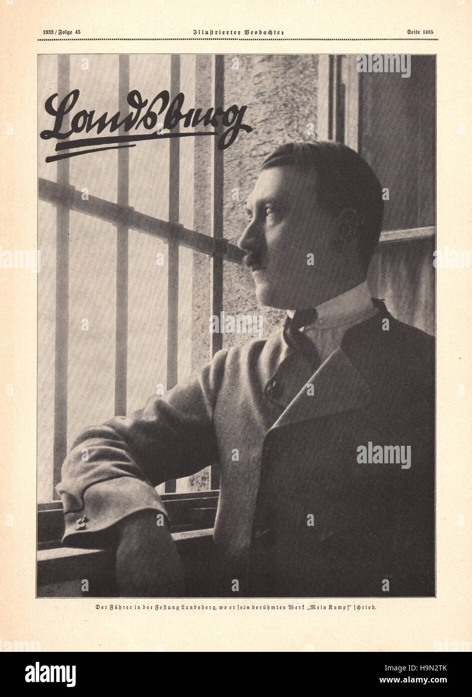 1933 Illustrierte Beobachter Seite 1485 Adolf Hitler in Landsberg Gefängnis Stockfoto