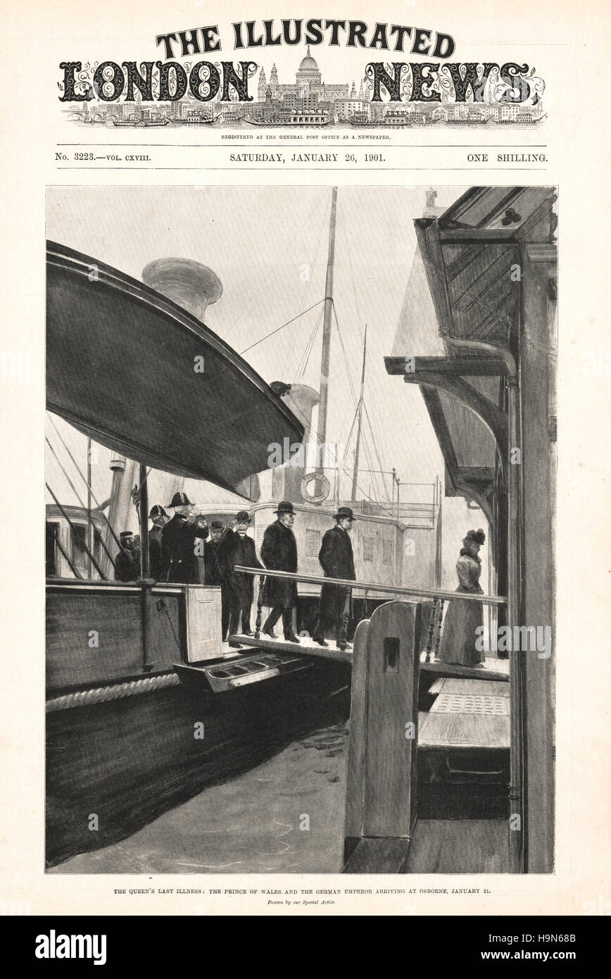 1901 illustrated London News Startseite Prince Of Wales und Kaiser kommen bei Osborne Stockfoto
