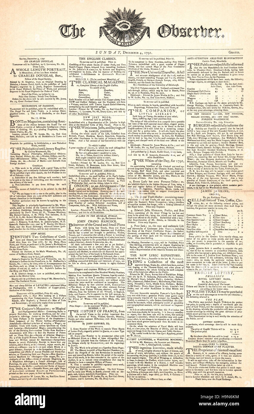 1791 die Beobachter Nr. 1 Edition Stockfoto
