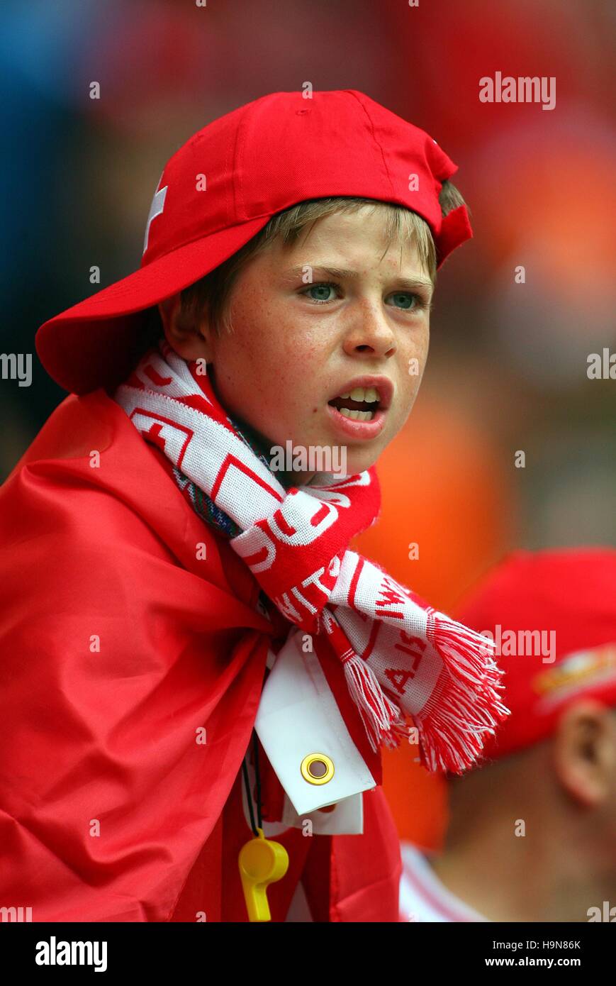 Schweizer FAN TOGO V Schweiz WM DORTMUND Deutschland 19. Juni 2006 Stockfoto