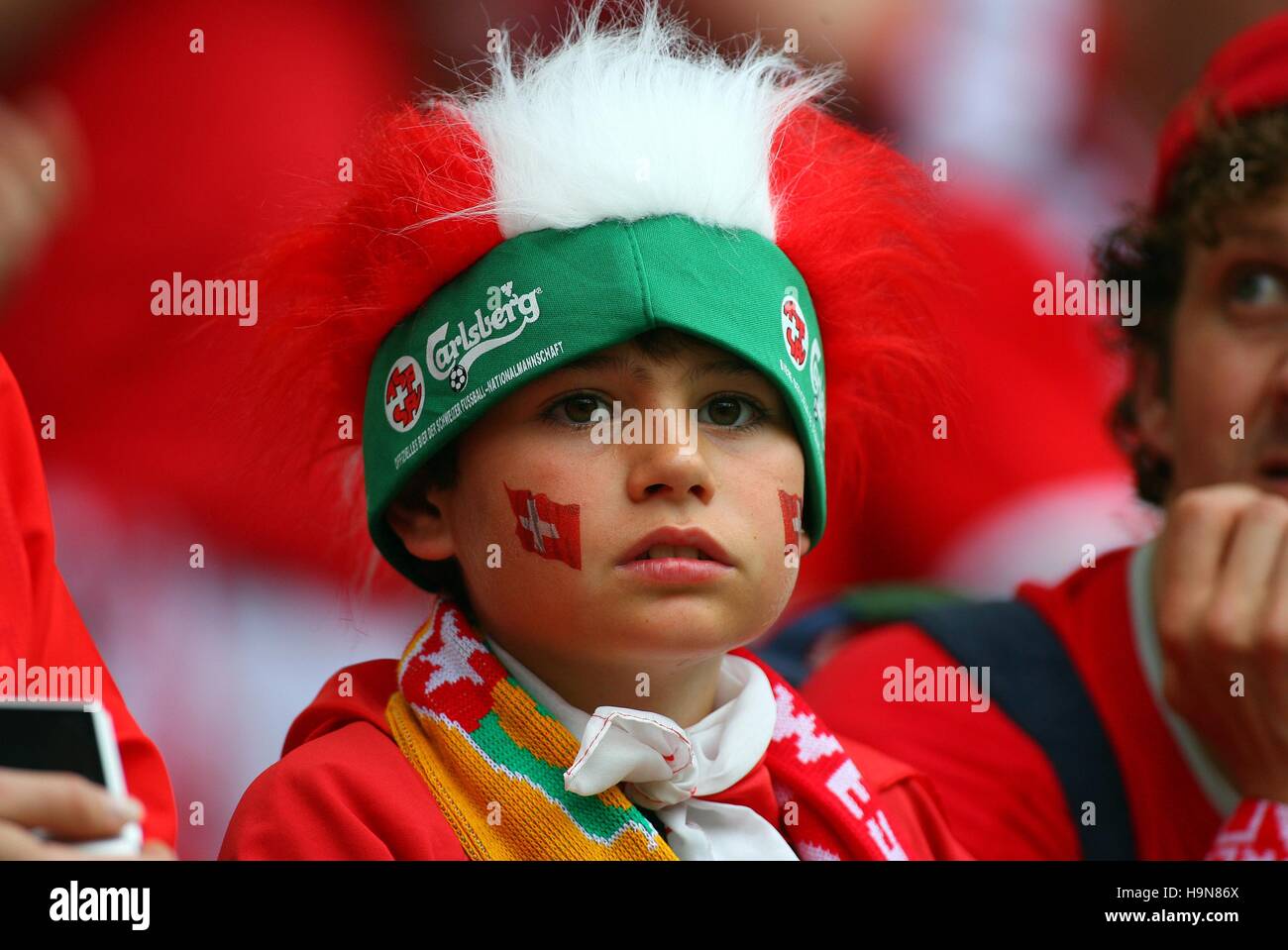 Schweizer FAN TOGO V Schweiz WM DORTMUND Deutschland 19. Juni 2006 Stockfoto