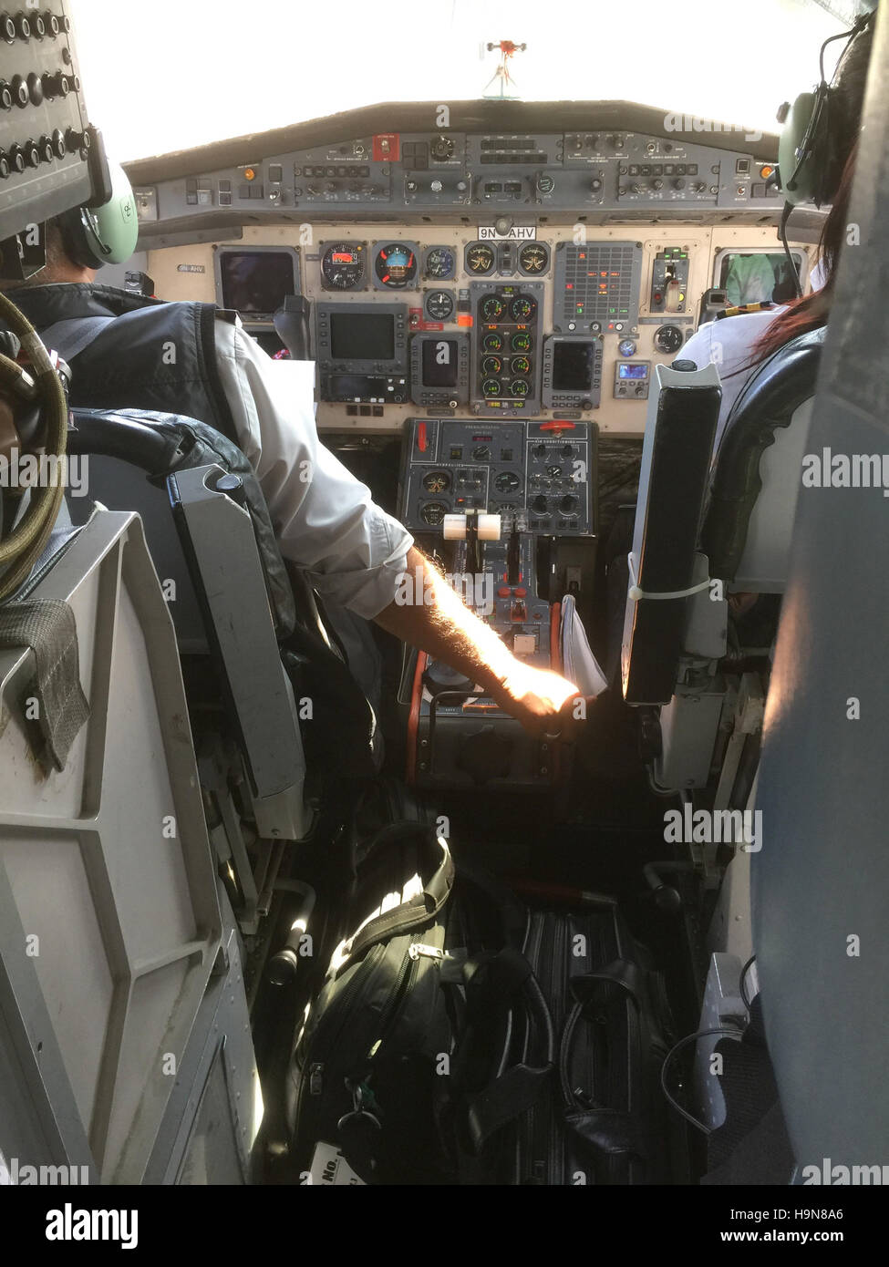 YETI AIRLINES Nepal. Cockpit von British Aerospace Jetstream 41 am Flughafen Kathmandu. Foto Tony Gale Stockfoto