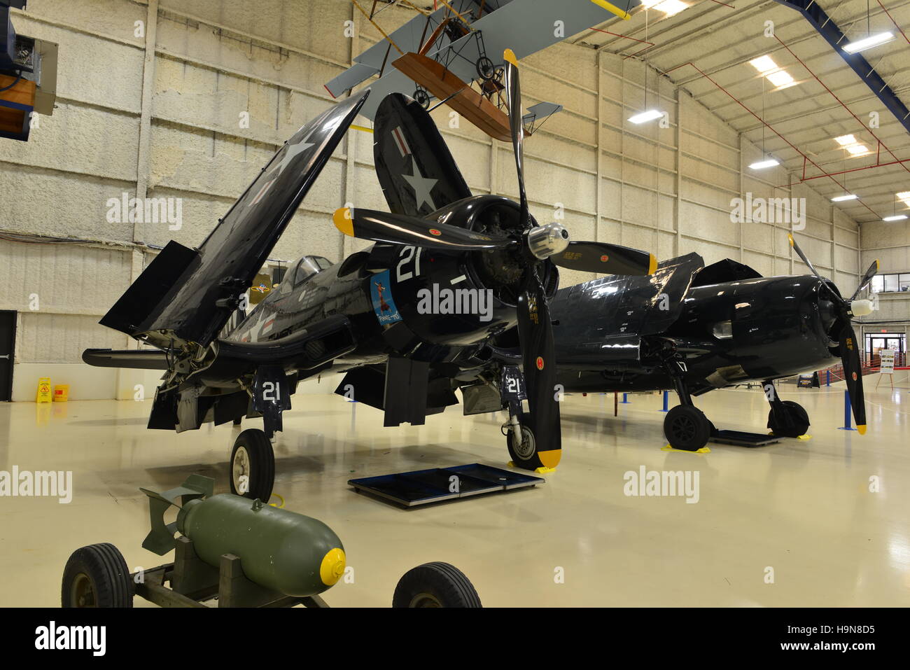Ein Oldtimer-Flugzeuge in einem Museum in Galveston. Stockfoto