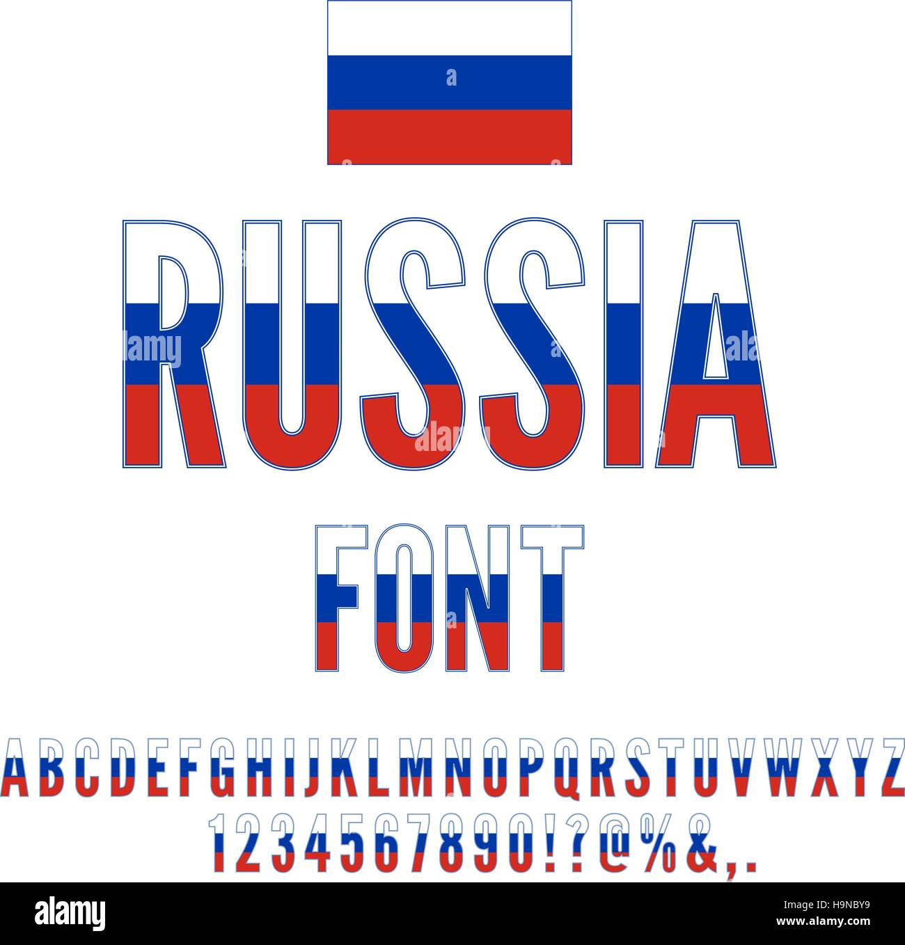 Russland Flagge Schriftart Stock Vektor