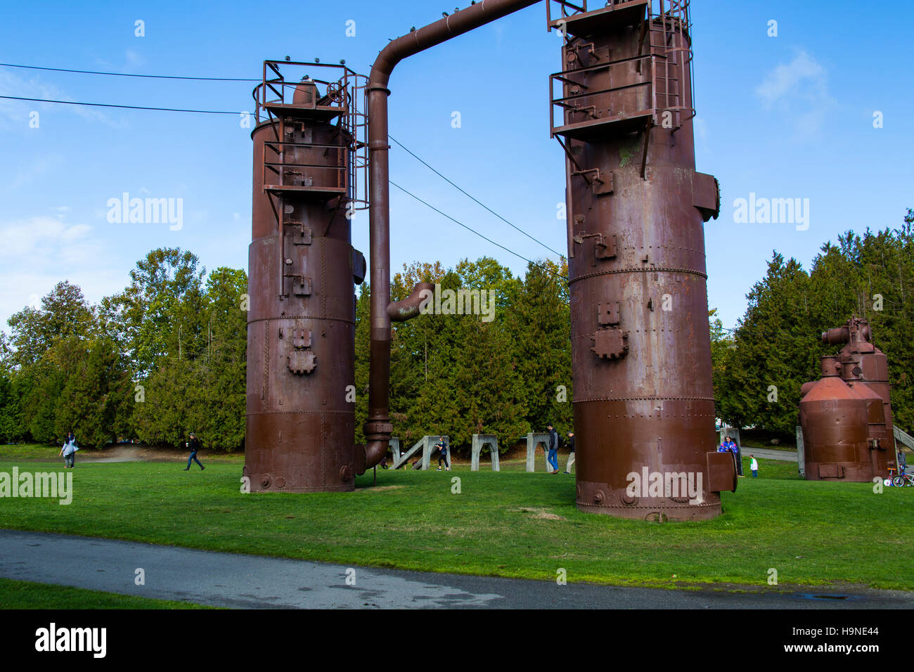 Seattle WA USA Gas Works Park, industrielle Reste Stockfoto