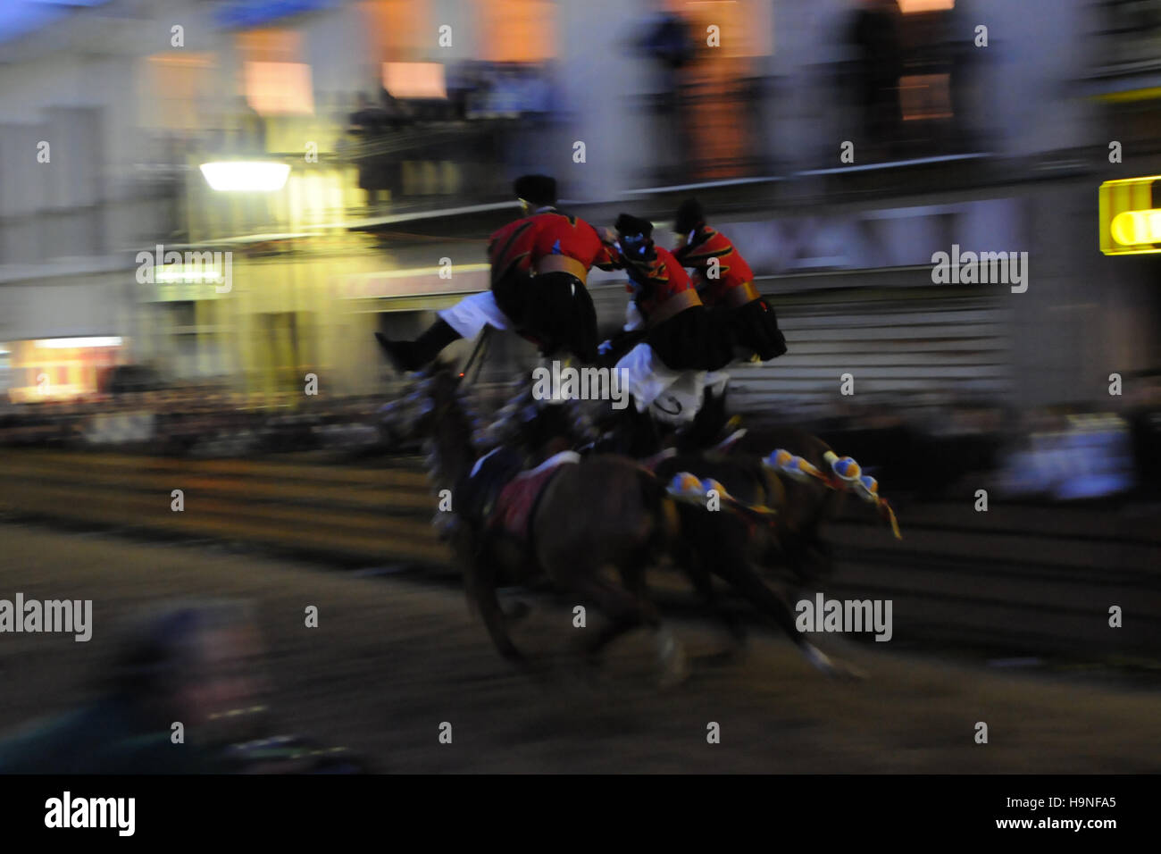 Pariglie Ausstellung, Sartiglia fest, sardischen Karneval, Oristano Sardinien Italien Stockfoto