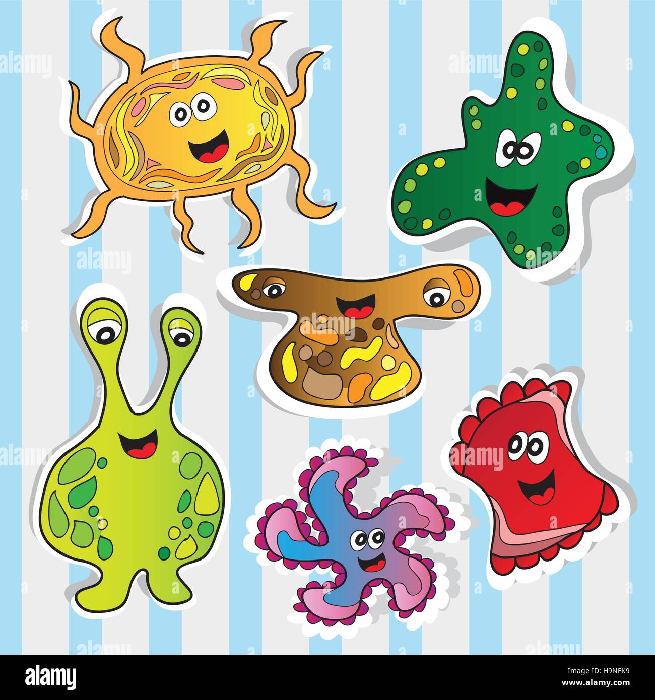 Niedliche Cartoon Monster - Vektor Aufkleber set für design Stock