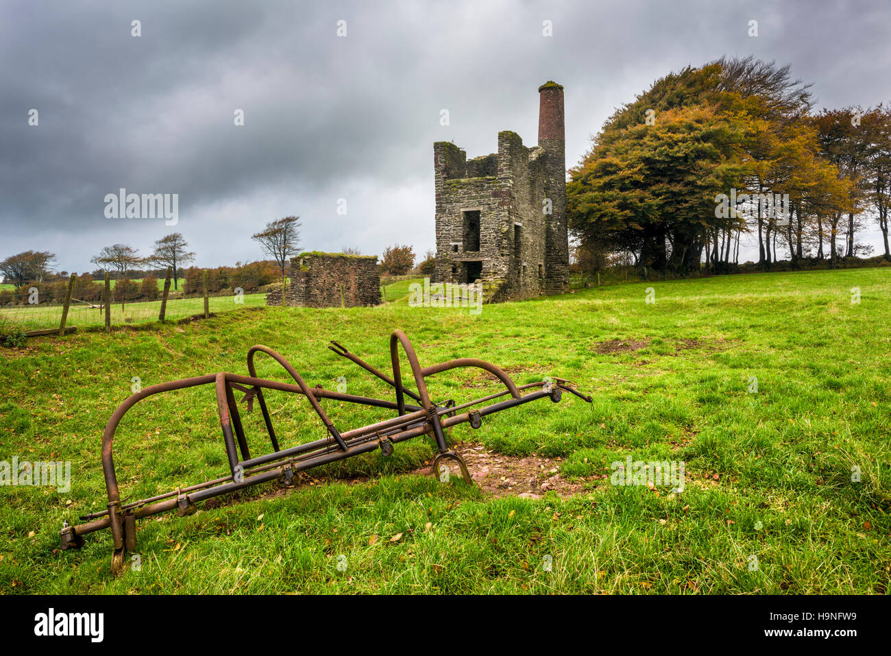 Burrow Farm Maschinenhaus auf Brendon Hills im Exmoor National Park. Somerset. England. Stockfoto