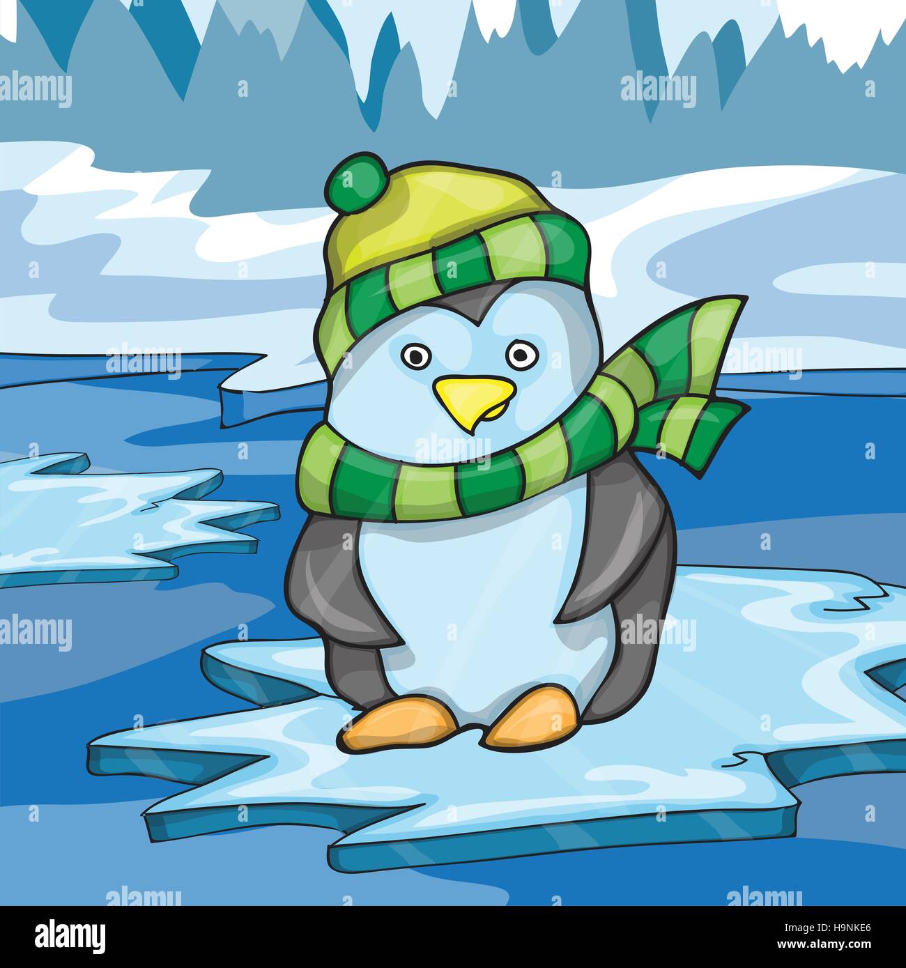 Illustration Der Lustigen Pinguin Auf Eis Hintergrund Vektor