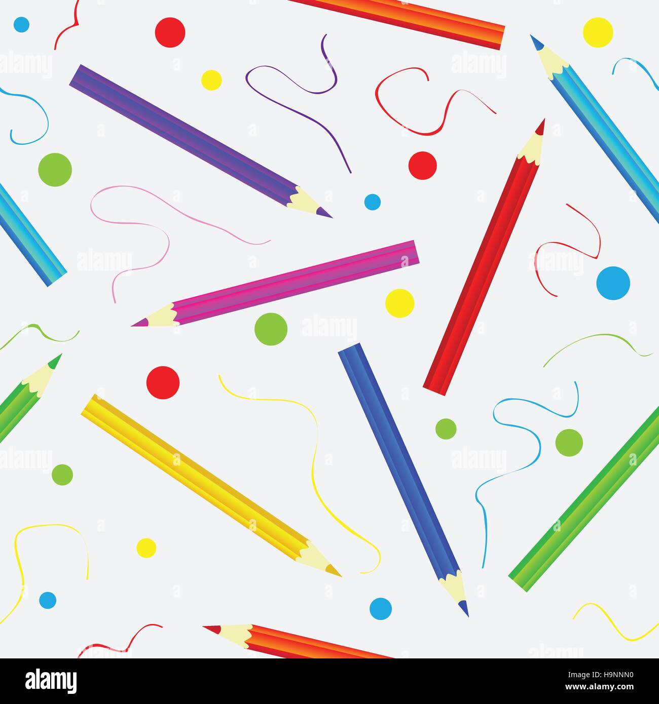 Nahtlose Textur mit Bleistiften. Bunte endlose Muster. Vorlage für Design-Hintergründe, Textil, Geschenkpapier, Paket Stock Vektor