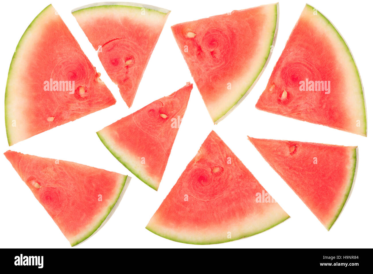 Wassermelone-Scheiben auf weiße, Clipping-Pfad enthalten Stockfoto
