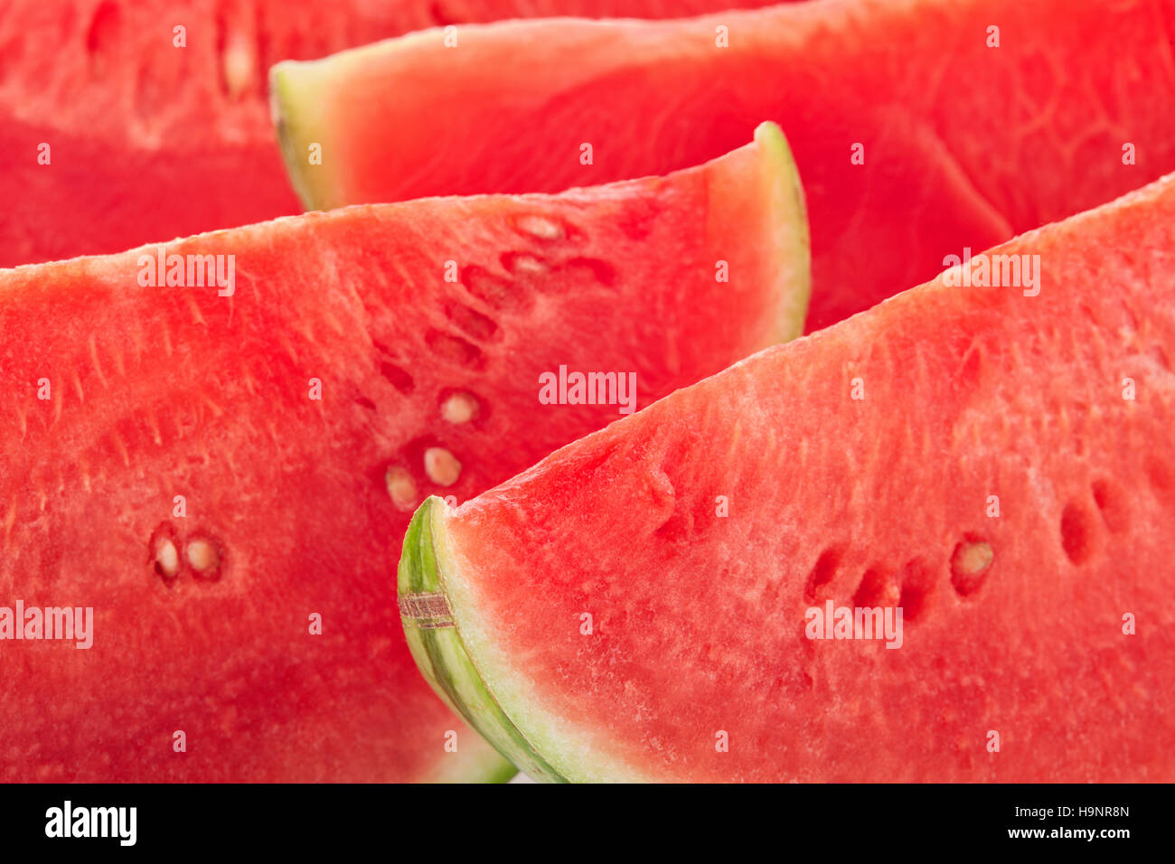 Wassermelone roten Scheiben Hintergrund Stockfoto